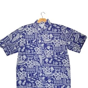 Loyola University, Men's XL Hawaiian Aloha Shirt, Blue & White